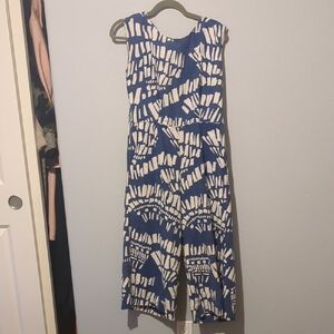 Corey Lynn Calter Blue and Cream Print Jumpsuit